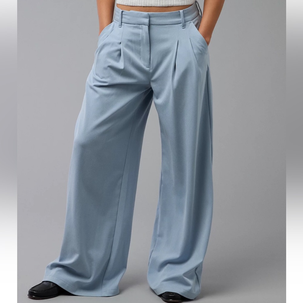 • American Eagle stretch extreme wide leg Poppy trousers blue 16 short